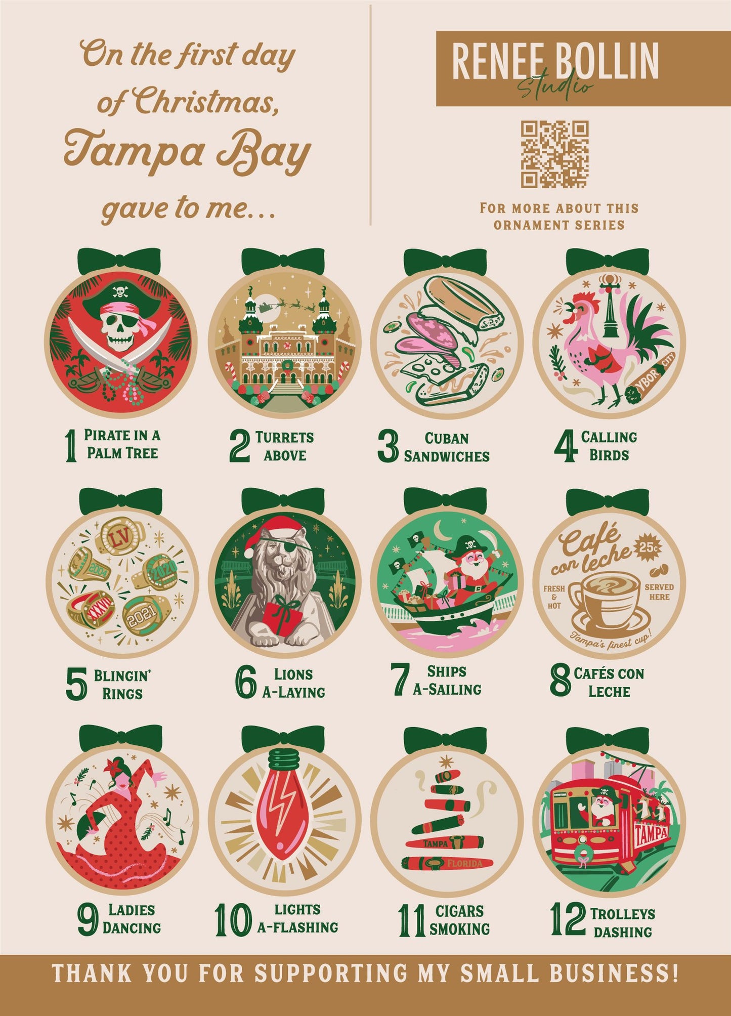 12 Days of Tampa Bay Ornament Set
